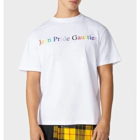 NWT Jean Paul Gaultier "Jean Pride Gaultier" White T-Shirt - Picture 1 of 8